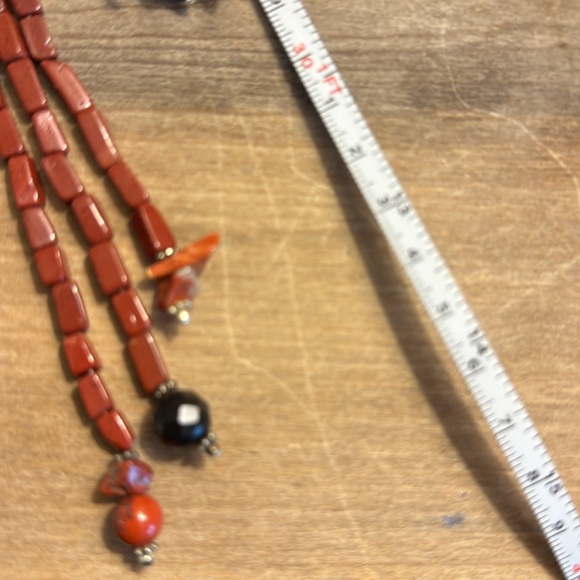 Dragonfly Charm Red Natural Stone and Silver Necklace - Picture 6 of 8